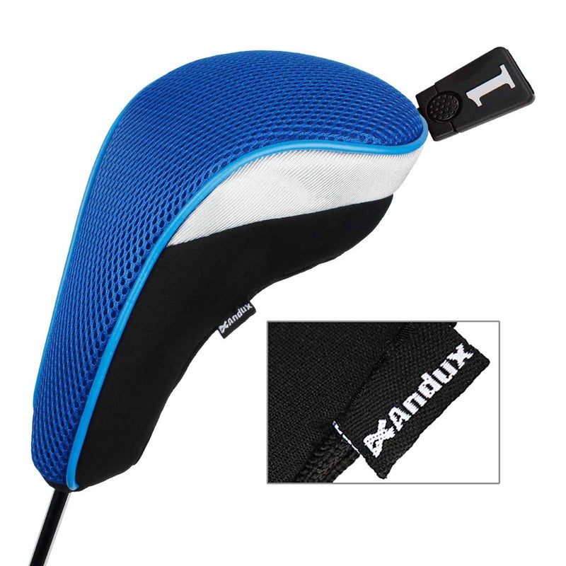Andux 6pcs/Set Golf Club Head Covers Woods Driver Fairway Hybrid Set (3 Hybrids + 3 Woods) Black/Blue - Image 4